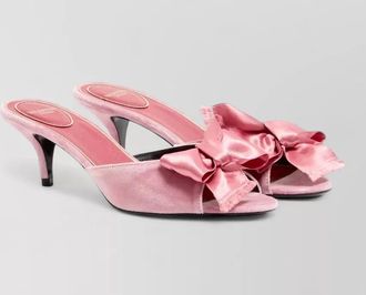 Valentino velvet kitten heel mules open toe bow