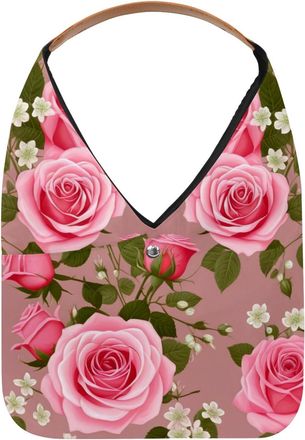 Generic Colorful Art Flowers Reusable Lightweight Grocery Bags - Foldable Into Compact Pouch, Washable & Sturdy, Multipurpose for Shopping and Travel