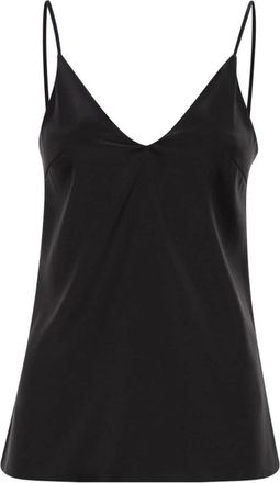 Brunello Cucinelli Stretch Silk Satin Camisole - Dames - Tops zonder mouwen - Zwart - XS - Satijn - Tops
