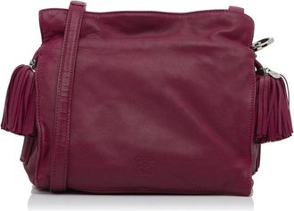 Loewe Pre-owned Cross Body Bags, female, Pink, Size: ONE SIZE Pre-owned Tassel Detail Leather Shoulder Bag with Adjustable Strap