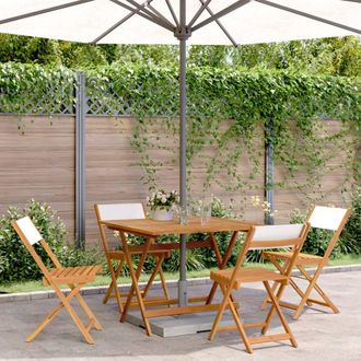 Berkfield Home 5 Piece Garden Dining Set Cream White Fabric & Solid Wood
