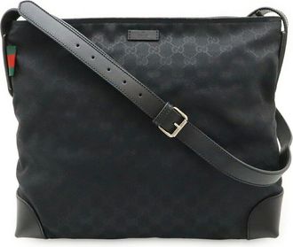 Gucci Black Gg Canvas & Leather Shoulder Bag (Authentic Pre-Loved)