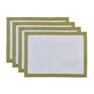 Solino Home Linen Placemats - Classic, 14 x 19 in Avocado And White at Nordstrom, Size Medium