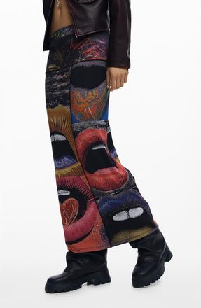 Desigual Graphic Maxi Skirt in Black at Nordstrom, Size X-Small