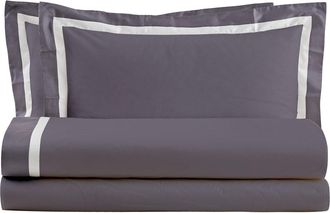 Biancoperla WILLIAM Juego de cama matrimonial Ostrica/Grisaglia