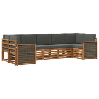 vidaXL Conjunto De Sof&aacute; Seccional Con Coj&iacute;n 6 Pcs Natural Y Antracita Vidaxl