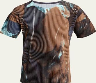 Homme Plissé Issey Miyake Mens Multi Agate Pleated T-Shirt