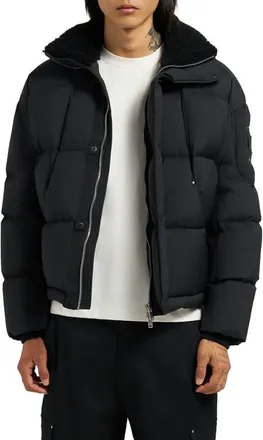 Moose Knuckles Everest Fleece Collar Down Puffer Jacket in Black at Nordstrom, Size Xx-Large