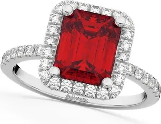 Allurez Lab Ruby & Lab Diamond Engagement Ring 14k in 3.32Ct/white Gold at Nordstrom, Size 5.5