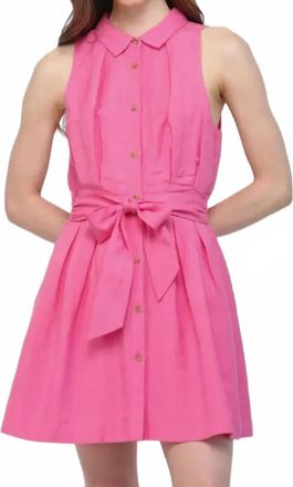 Fate Sleeveless Button Down Dress In Pink