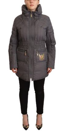 Roccobarocco Quilted Long Sleeves Logo Patch Full Zip Womens Jacket