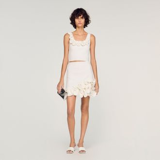 Sandro Floral knit crop top