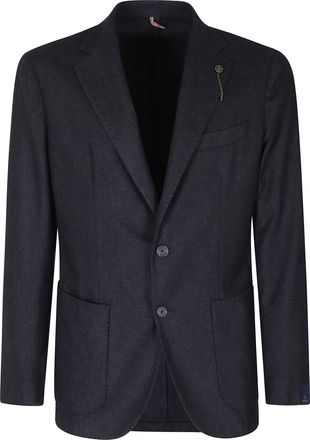 Santaniello Blue Felted Wool Unlined Blazer