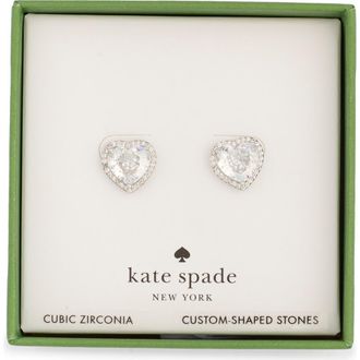 Kate Spade New York my love pav&eacute; cubic zirconia stud earrings in Clear/Silver at Nordstrom Rack