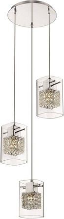 Netlighting Spring 3 Light Ceiling Cluster Pendant Chrome Glass Round G9