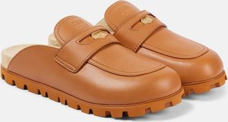 Miu Miu Logo leather mules