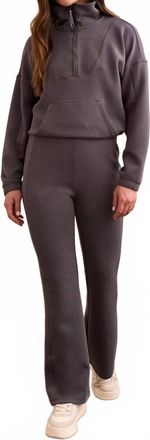 Tribal Fancy Rib Pull-On Flare Pant In Charcoal