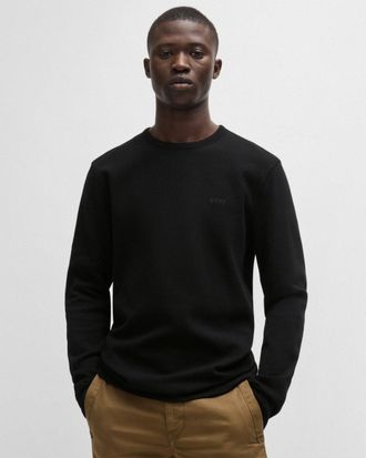 Boss Orange by Hugo Boss Tempesto Mens Regular Fit Long Sleeve T-shirt with embroidered logo - Black - Size X-Large