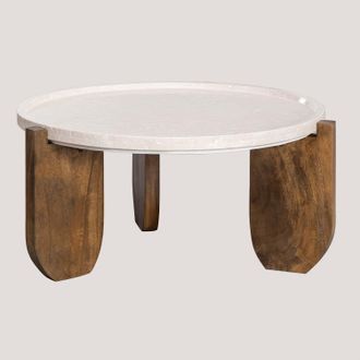 Sklum Mesa De Centro En M&aacute;rmol Y Madera De Mango Xantten Sklum