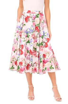 Ted Baker Ida Floral Circle Midi Skirt in Ultra White at Nordstrom, Size 14