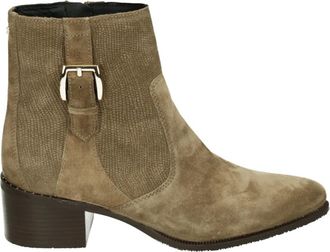 Floris Van Bommel Taupe Su&egrave;de Western Laars - Dames - Laarzen met Hak - Beige - 38 EU - Su&egrave;de - Schoenen