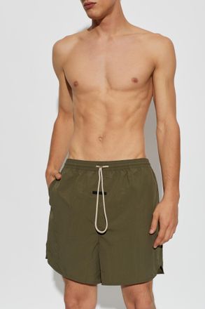 Fear of God Swim Trunks With Appliqu&eacute;d Logo, Mens, Green