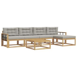 vidaXL Conjunto De Sof&aacute;s De Exterior 6 Pcs Blanco Y Gris Claro Vidaxl