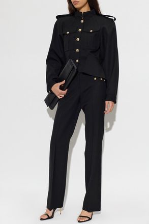 Balmain Tailored Wool Trousers, Womens, Black