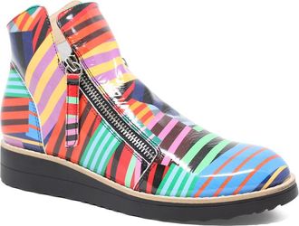 Django & Juliette Ohmy Double Zip Boot in Black Stripe Multi Patent at Nordstrom, Size 38