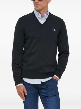 GANT Maglione con scollo a V in cotone - Nero