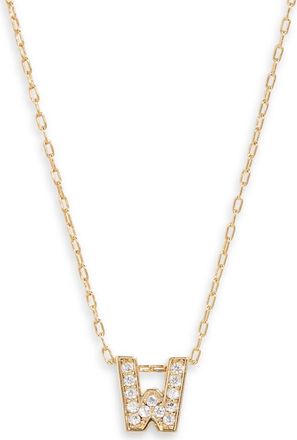 Nordstrom Pav&eacute; Cubic Zirconia Initial Necklace in W- Clear- Gold at Nordstrom