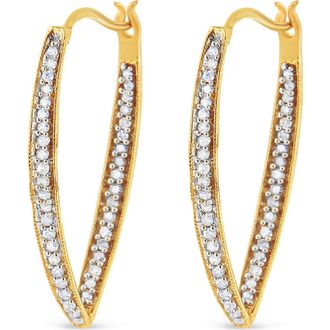 House of Brilliance 10K Yellow Gold 1/2 Ct RoundDiamond Modern Hoop Earrings at Nordstrom