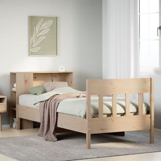 vidaXL Vidaxl - Cama Con Estanter&iacute;a Sin Colch&oacute;n Madera Maciza De Pino 90x190 Cm