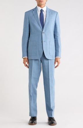 Nordstrom Rack Trim Fit Plaid Suit in Hackett Blue Plaid at Nordstrom Rack, Size 38 Regular
