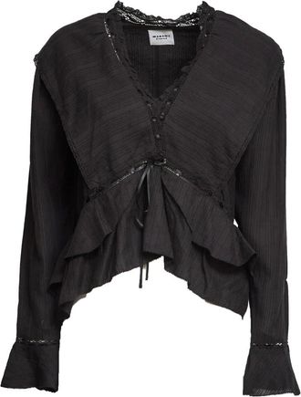 Isabel Marant Isabel Marant, Blouses, female, Black, Size: XS Cotton and Linen Gauze Blouse