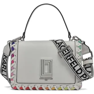 Karl Lagerfeld Simone Front Flap Crossbody in Winter White Multi at Nordstrom