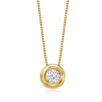 Ross-Simons Double Bezel-Set Diamond Solitaire Necklace in 14kt Yellow Gold