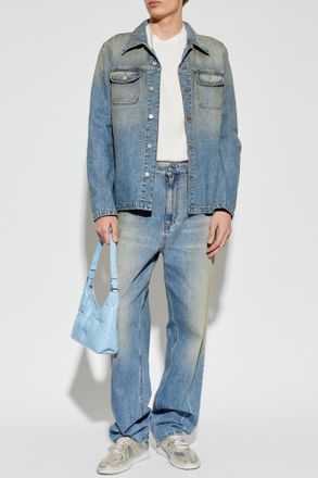 Maison Margiela Denim Jacket With vintage Effect, Mens, Navy Blue
