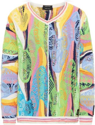 Carlo Colucci Jacquard V-Hals Trui Curtoni - Dames - V-hals truien - Veelkleurig - M - Truien & Vesten