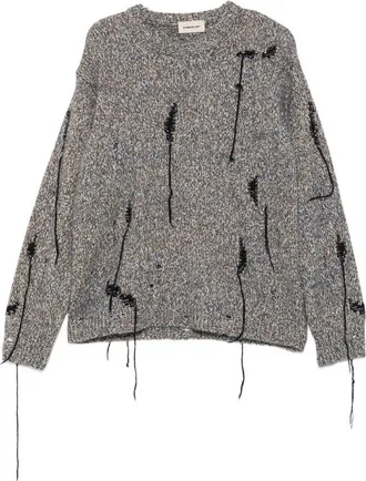 ATOMOFACTORY Distressed Marl-knit Sweater