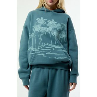PacSun Ocean Front Graphic Hoodie in Dusty Blue at Nordstrom, Size Xx-Small