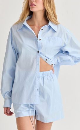 Crescent Oversized Poplin Shirt Two Piece Set in Light Blue at Nordstrom, Size Large