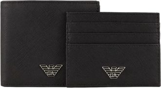 Emporio Armani Mannen Portemonnee Set met Logo Details - unisex - Portefeuilles - Zwart - ONE Size - Leer - Accessoires