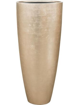 Baq Hoher Blumentopf Metallic Silver Leaf Partner &oslash; 40/ H 90 cm - Champagner Matt