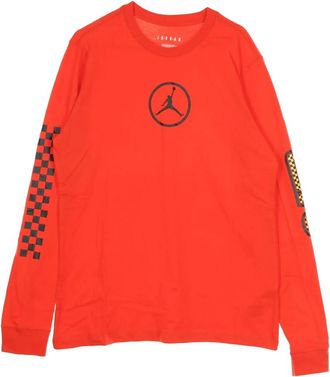 Nike Jordan Long Sleeve Training Tops, male, Red, Size: L Sport DNA Hybrid L/s Crew