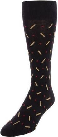 Trafalgar Store Jevin Dot and Dash Mid-Calf Combed Cotton Dress Socks in Black at Nordstrom