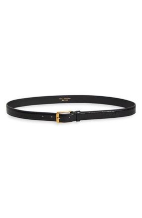 Nili Lotan Dana Leather Belt in Black W/Gold Buckle at Nordstrom, Size 90