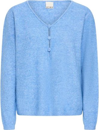 Ichi Maglia Scollo a V - - Knitwear - Donna - Blu - S