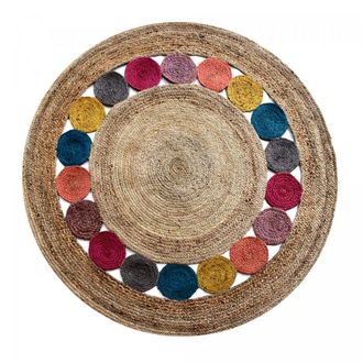 Un amour de tapis Alfombra redonda de yute, alfombra tejida a mano, multicolor &oslash;150 cm