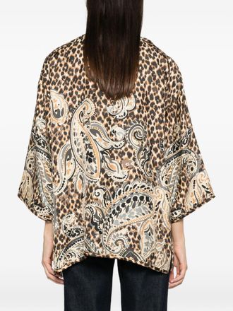 Etro Leopard & Paisley Print Silk Jacket - Brown